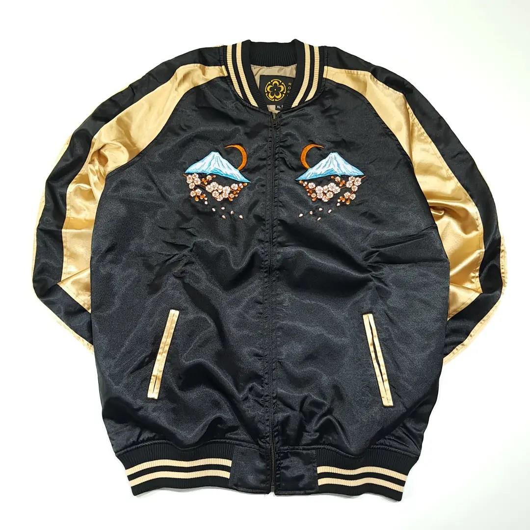 CL557 XL [새상품] 로그 00s 새틴 골드 블랙 봉황 스카잔 자켓 2