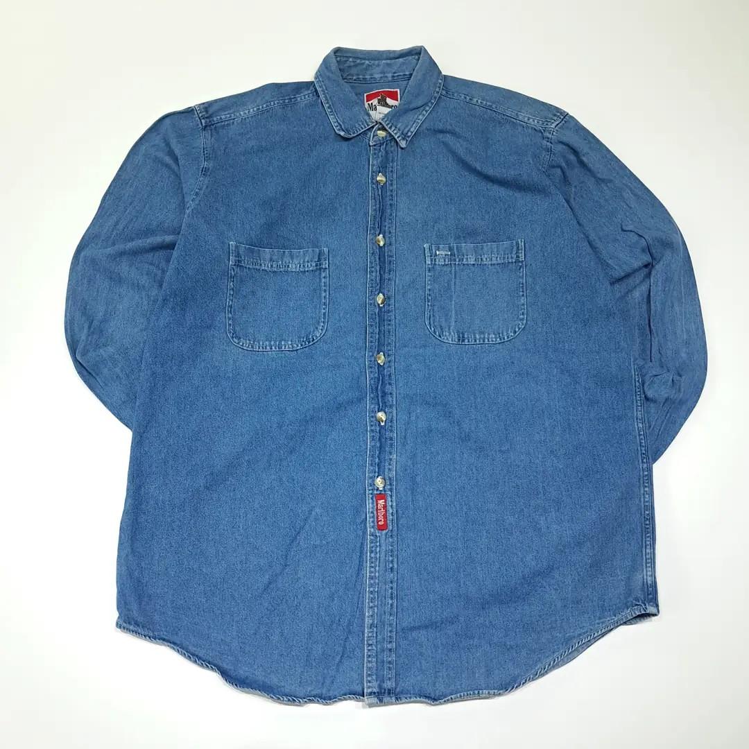 CL513 L 말보로 90s 미국판 코튼 미디엄워시 데님셔츠 남방 2