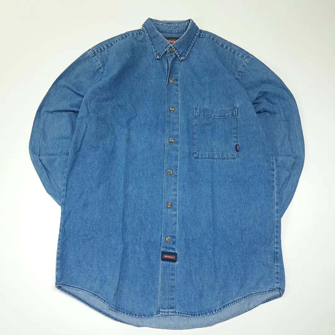 CL511 M 디키즈 90s 멕시코판 코튼 버튼다운 중청 데님셔츠 남방 2
