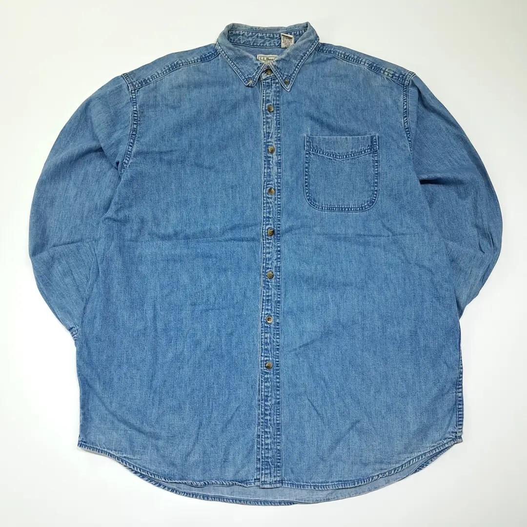 CL453 XL 엘엘빈 90s 코튼 버튼다운 인디고 데님셔츠 남방 2
