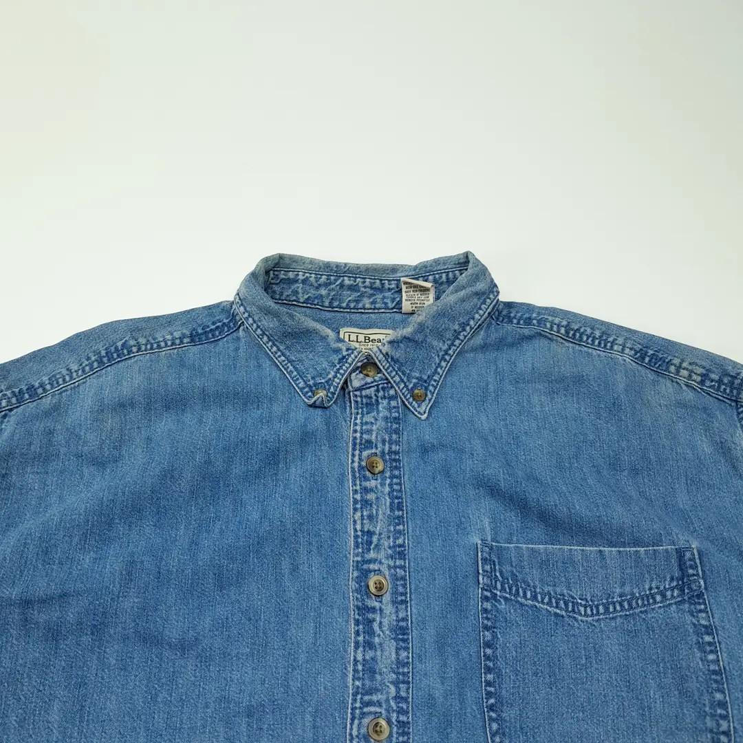 CL453 XL 엘엘빈 90s 코튼 버튼다운 인디고 데님셔츠 남방 3
