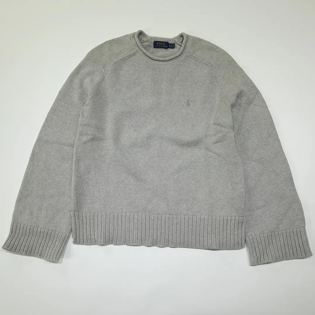 CL359 S 폴로 코튼 래글런 롤링엣지 아이스그레이 니트 스웨터 2