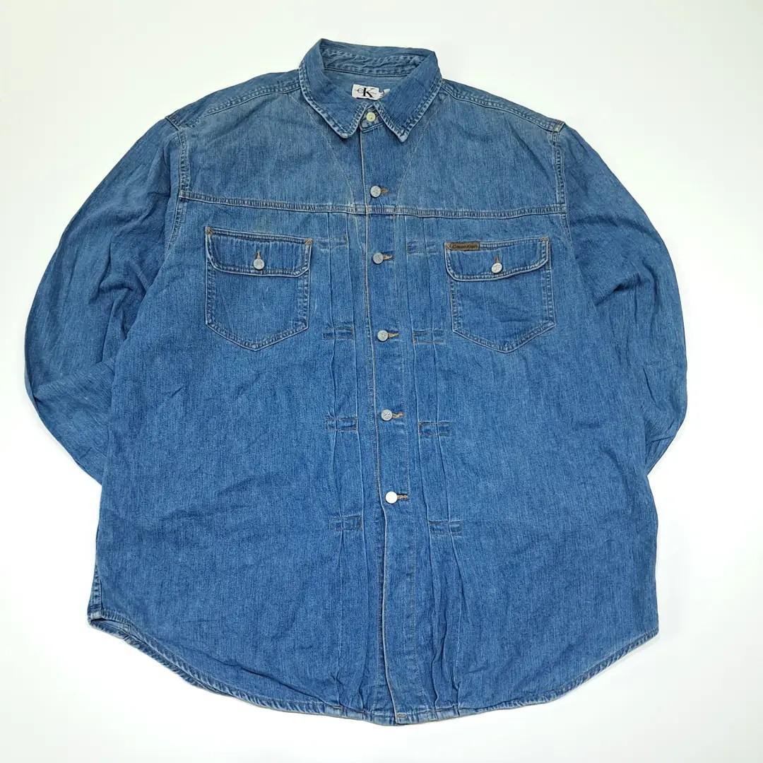CL339 XL 캘빈클라인 90s 홍콩판 데님 미디엄블루 셔츠 남방 2