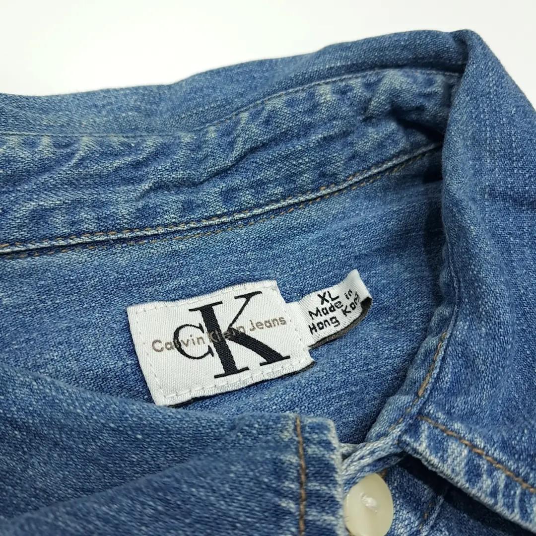 CL339 XL 캘빈클라인 90s 홍콩판 데님 미디엄블루 셔츠 남방 4