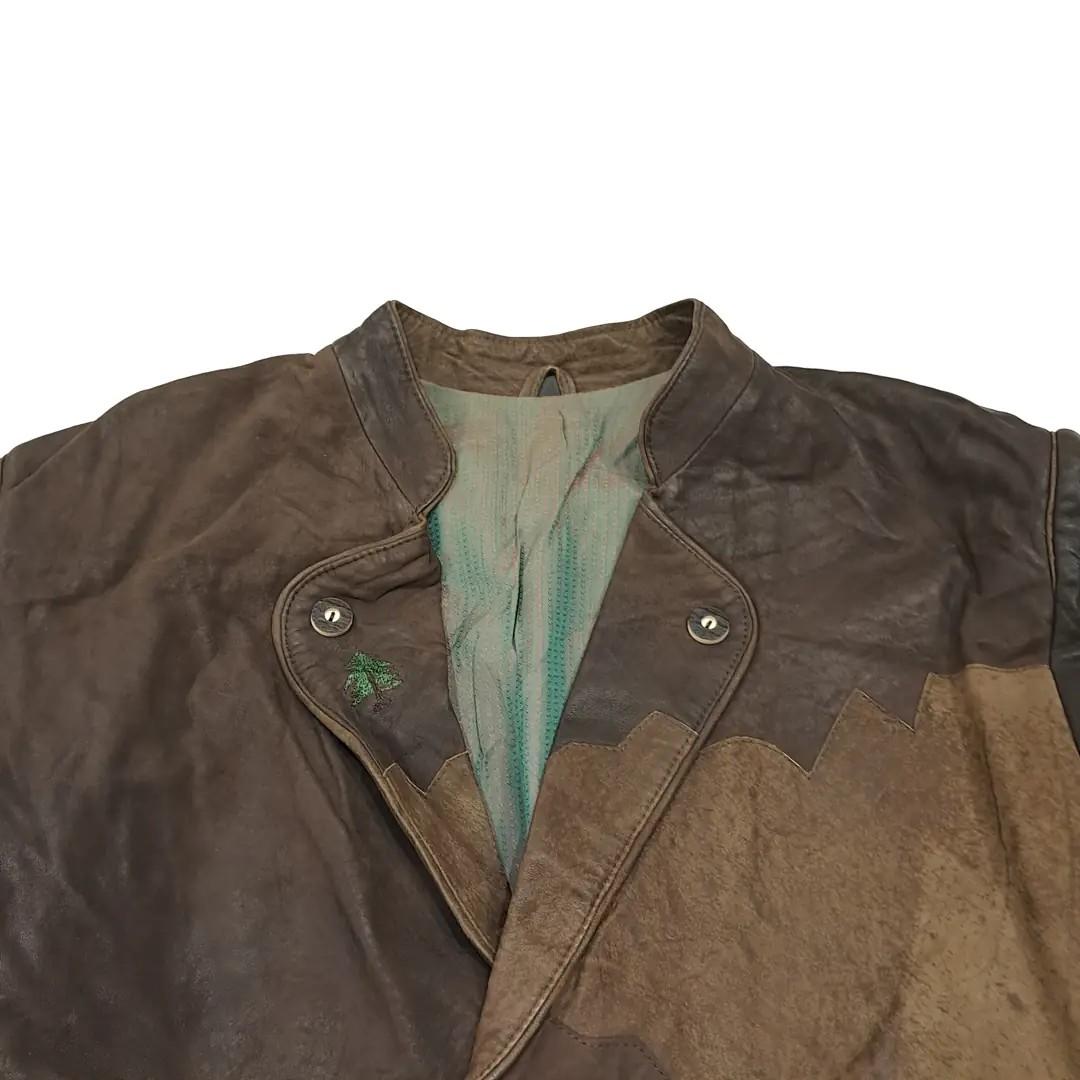 CL334 XL 80s 서독판 가죽 패치워크자수 브라운 자켓 아우터 3