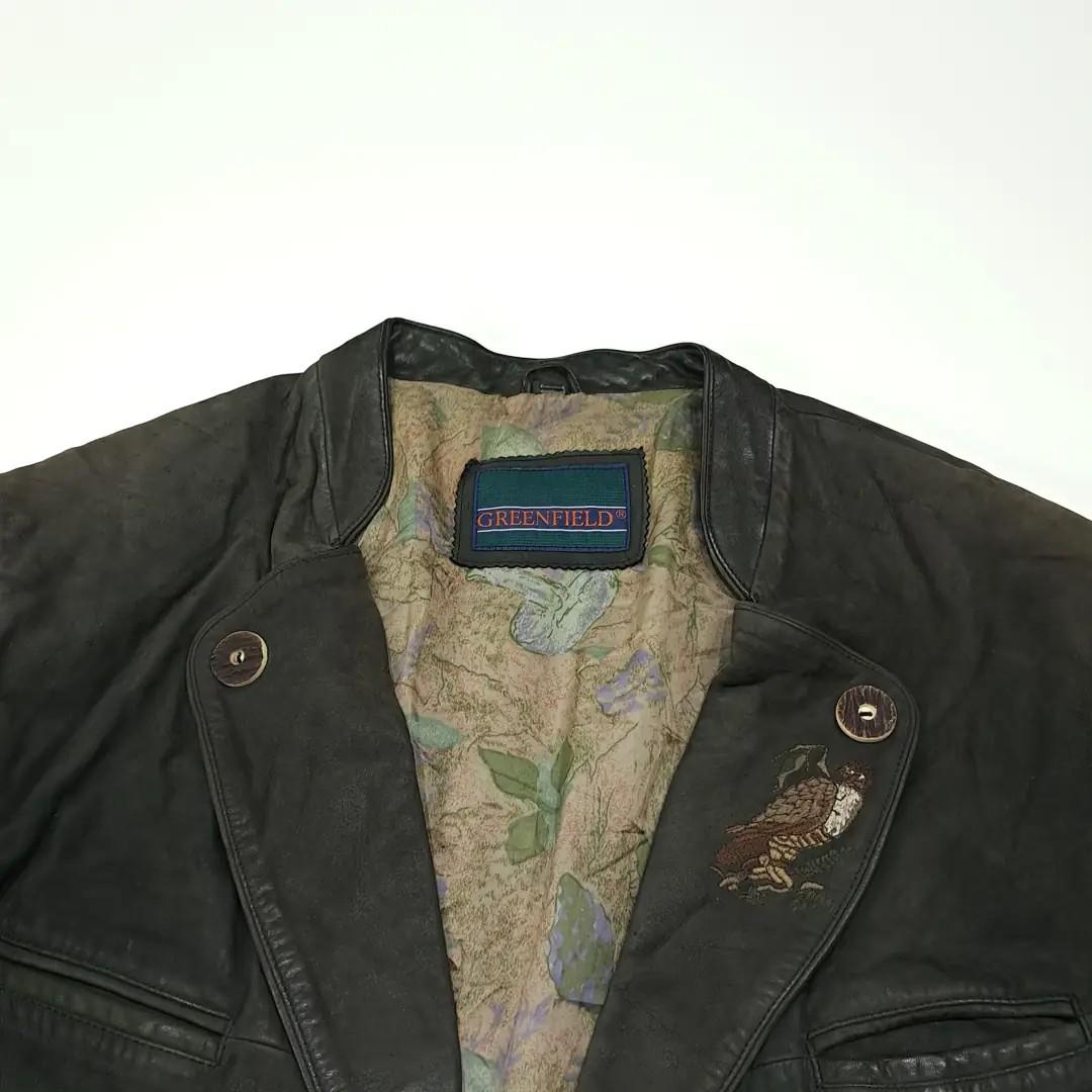 CL331 3XL 그린필드 80s 유럽판 가죽 자수 다크그린 자켓 아우터 3