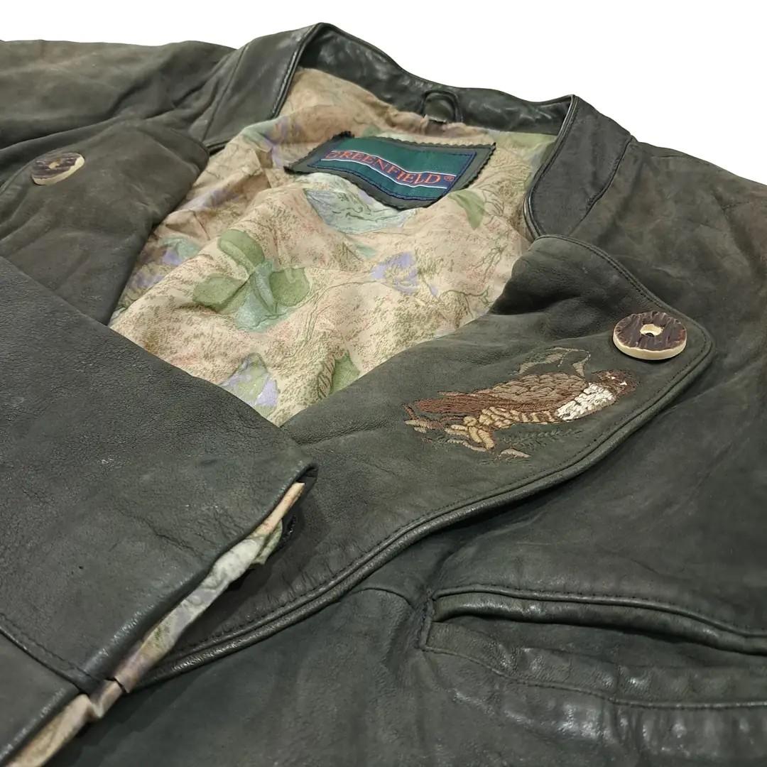 CL331 3XL 그린필드 80s 유럽판 가죽 자수 다크그린 자켓 아우터 8