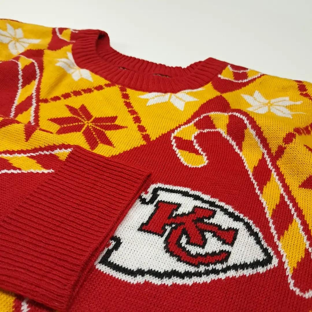 CL316 2XL NFL 아크릴 캔자스시티치프스 아가일 레드 니트 스웨터 5
