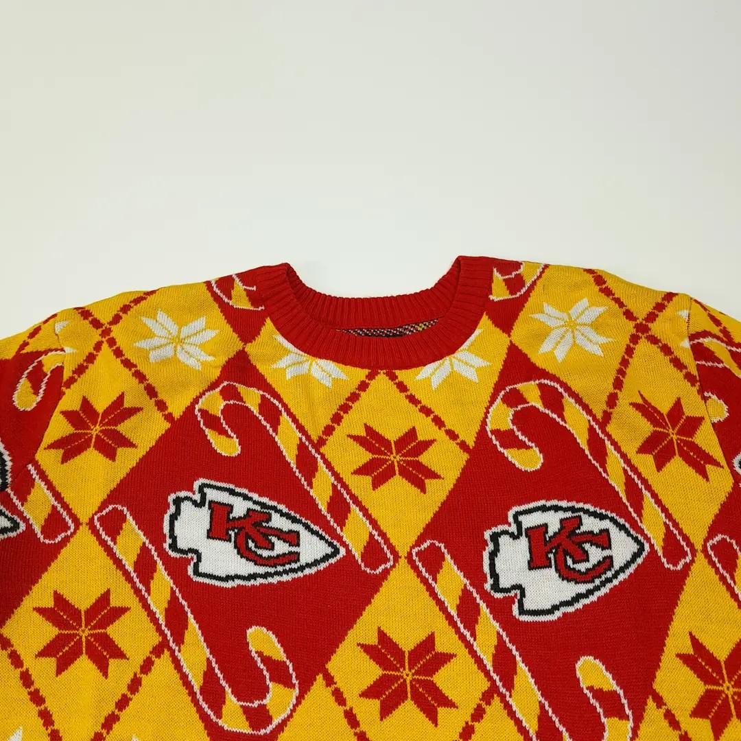CL316 2XL NFL 아크릴 캔자스시티치프스 아가일 레드 니트 스웨터 3