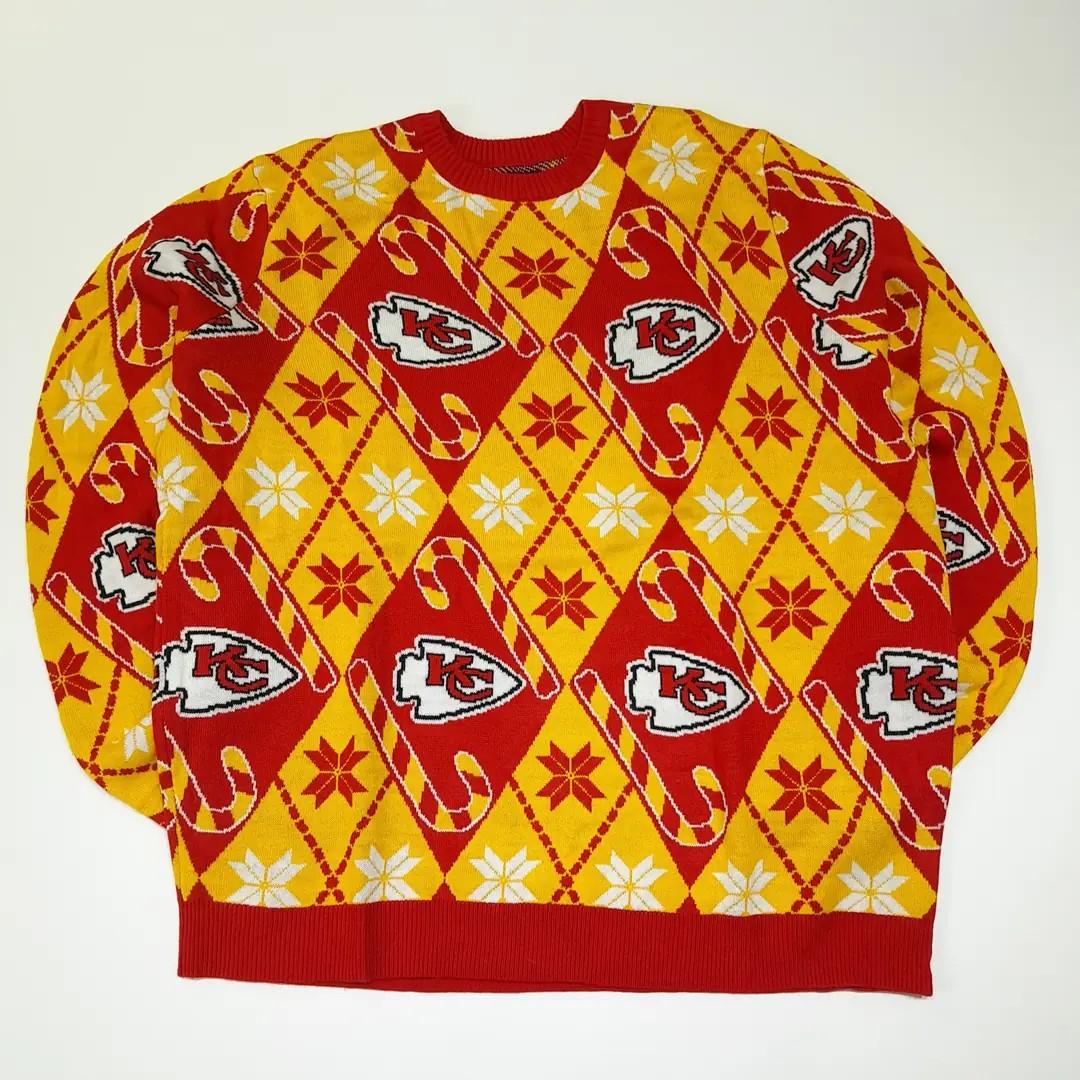 CL316 2XL NFL 아크릴 캔자스시티치프스 아가일 레드 니트 스웨터 2