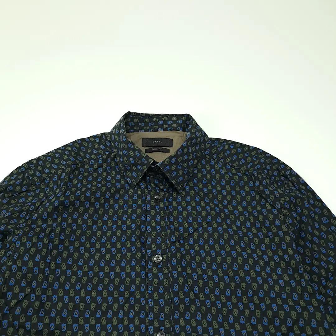 CL297 XL 디젤 인도산 코튼 페이즐리 블랙 셔츠 남방 3