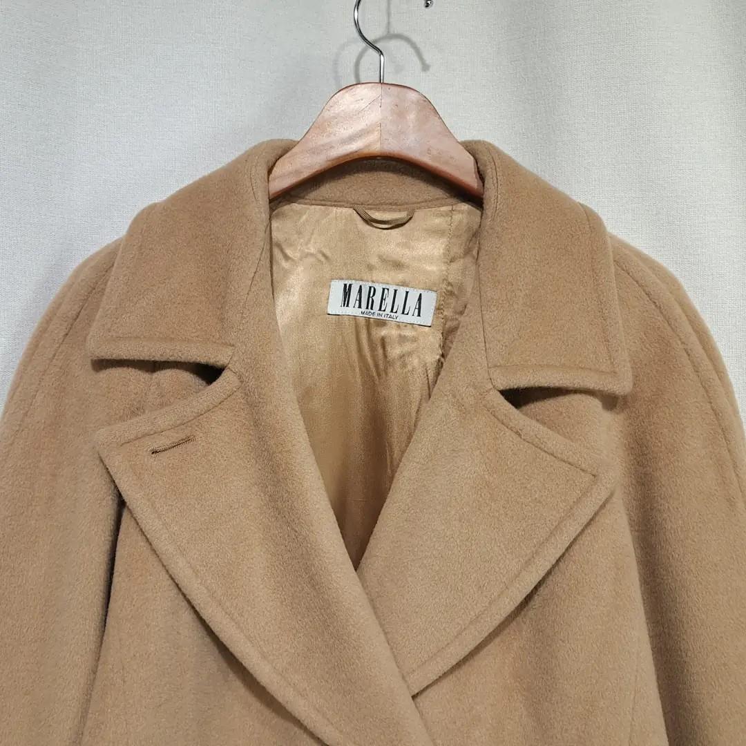 CL284 XL 막스마라 마렐라 90s 이태리판 울캐시미어 더블 카멜 롱코트 4