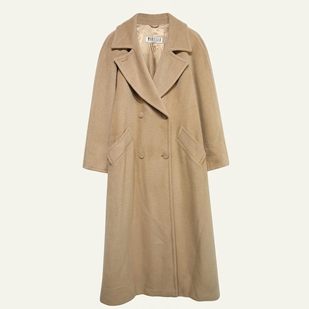 CL284 XL 막스마라 마렐라 90s 이태리판 울캐시미어 더블 카멜 롱코트 1