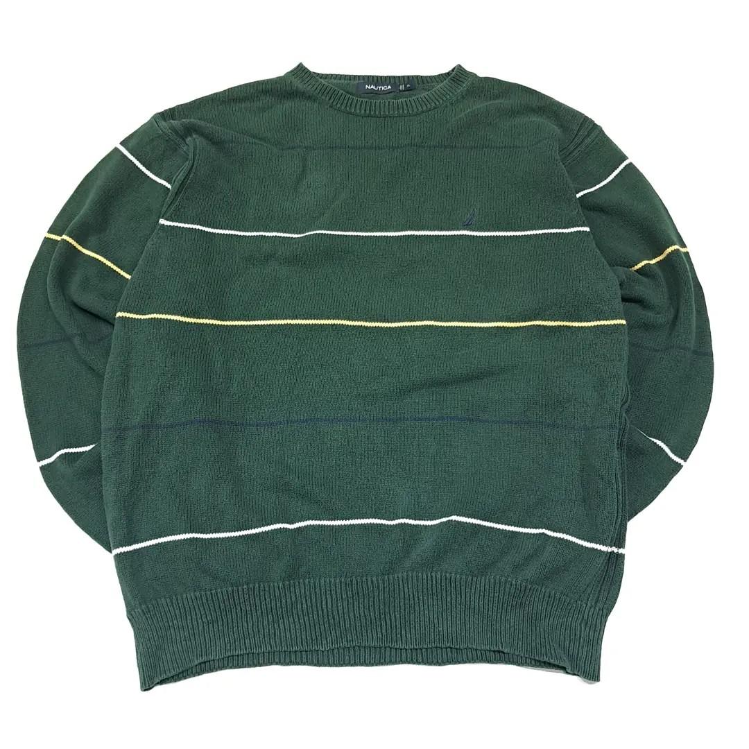 CL134 XL 노티카 90s 코튼 스트라이프 다크그린 니트 스웨터 2