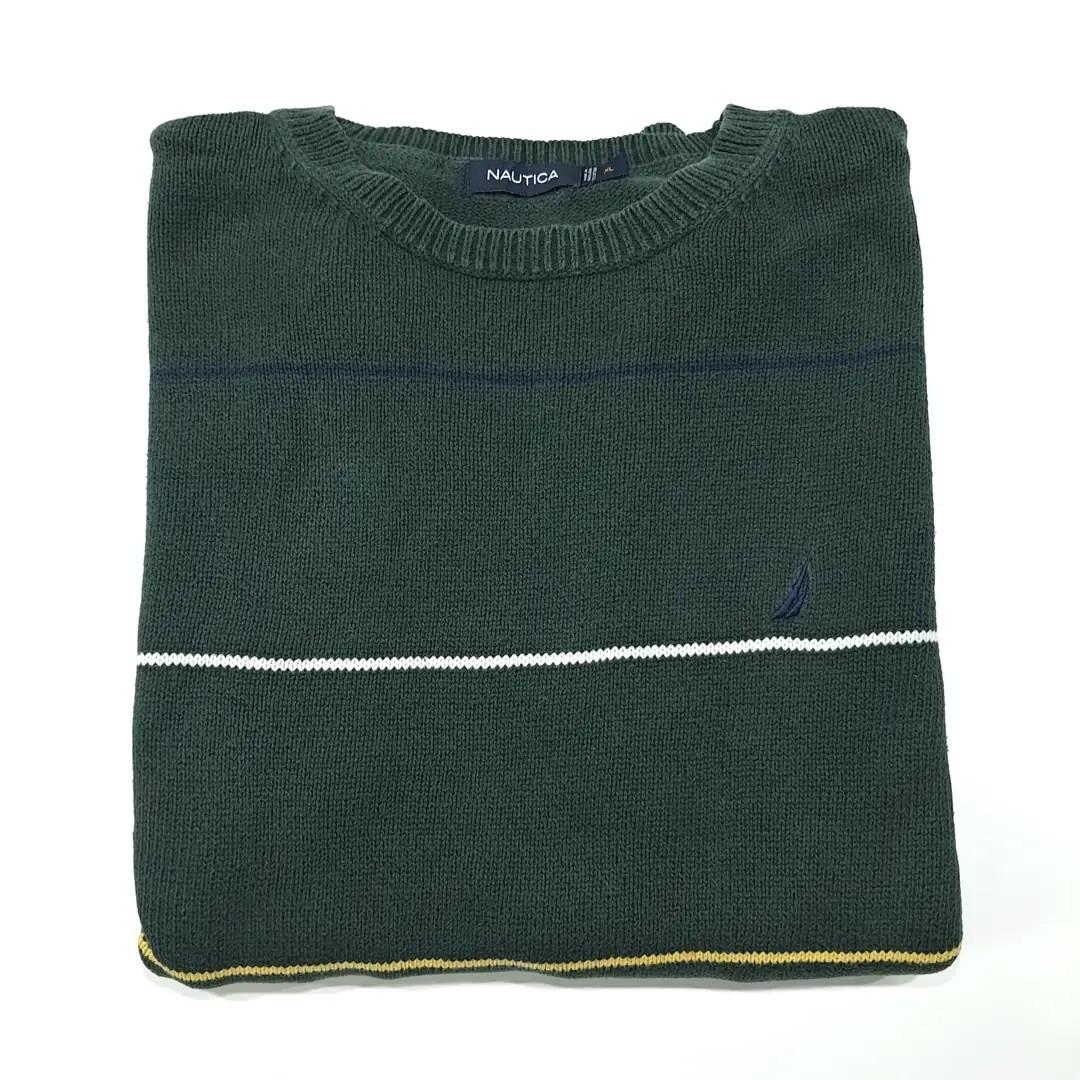 CL134 XL 노티카 90s 코튼 스트라이프 다크그린 니트 스웨터 8