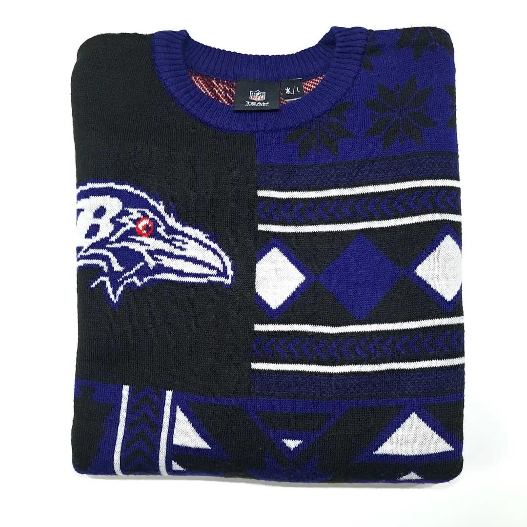 CL113 L NFL 아크릴 자카드 패치워크 퍼플 니트 스웨터 8