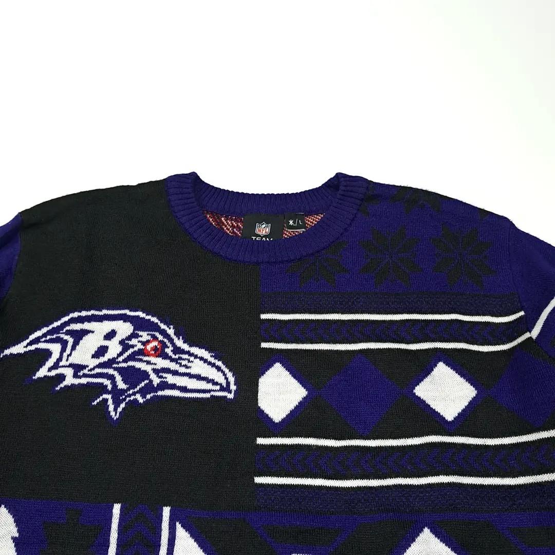 CL113 L NFL 아크릴 자카드 패치워크 퍼플 니트 스웨터 3