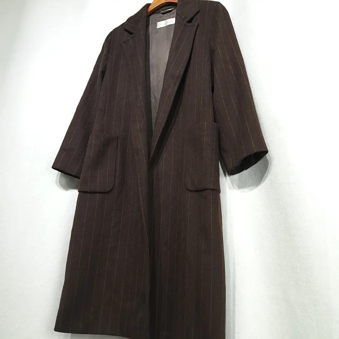 CL003 S/M 막스마라 90s 이태리판 앙고라울 핀스트라이프 브라운 코트 3