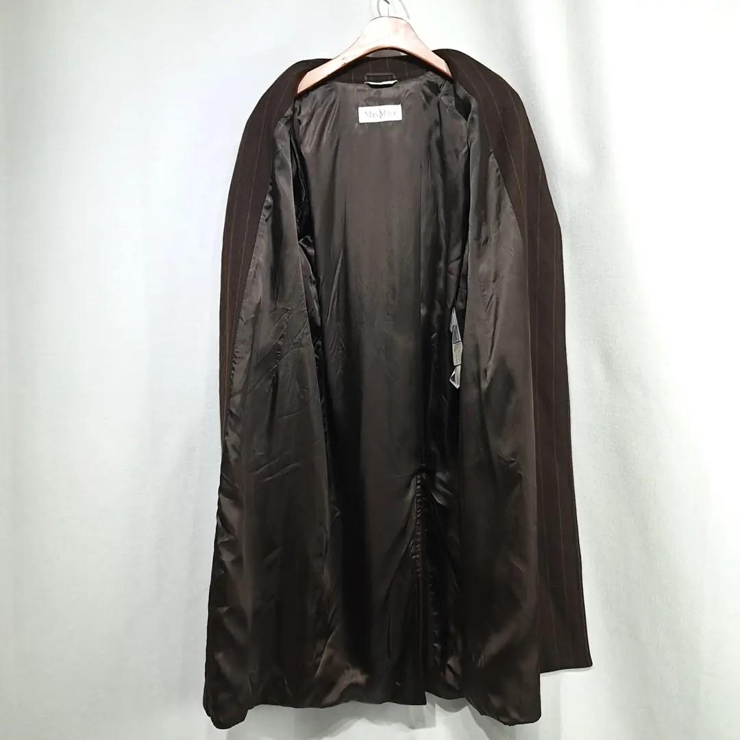 CL003 S/M 막스마라 90s 이태리판 앙고라울 핀스트라이프 브라운 코트 7