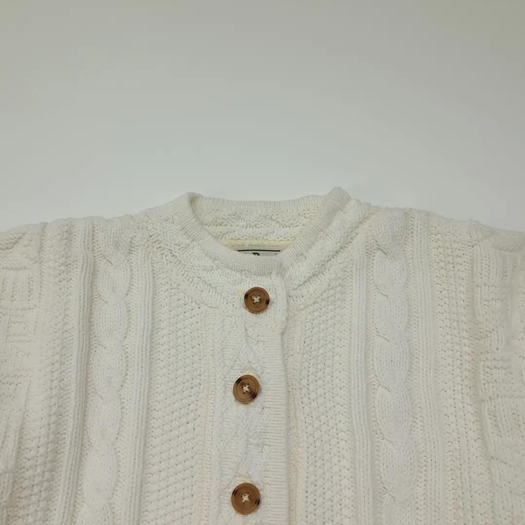 CL016 M 엘엘빈 80s 90s 미국판 코튼 아란 아이보리 케이블 가디건 3