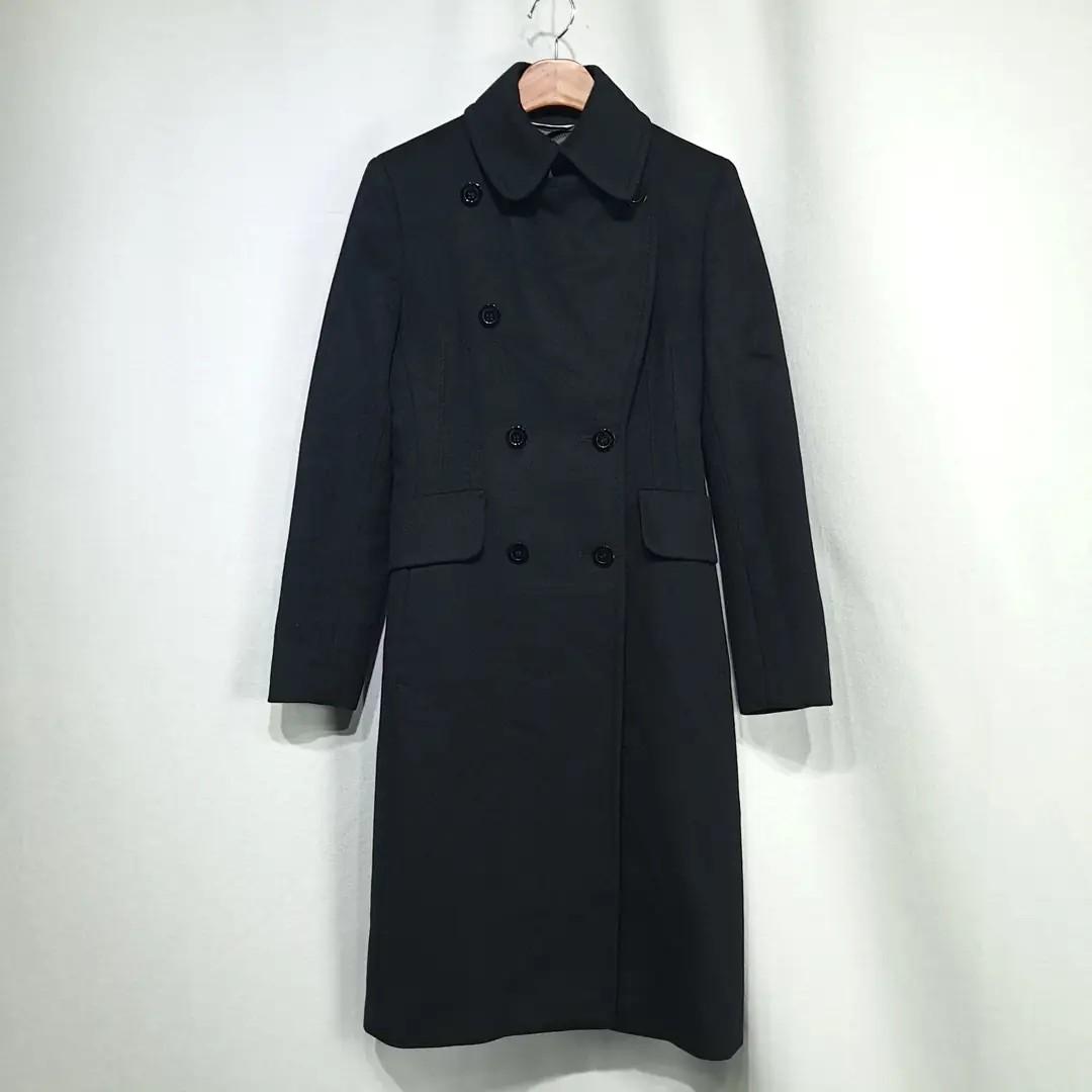 CN988 L 스포츠막스 이태리판 울 가죽배색 블랙 코트 2