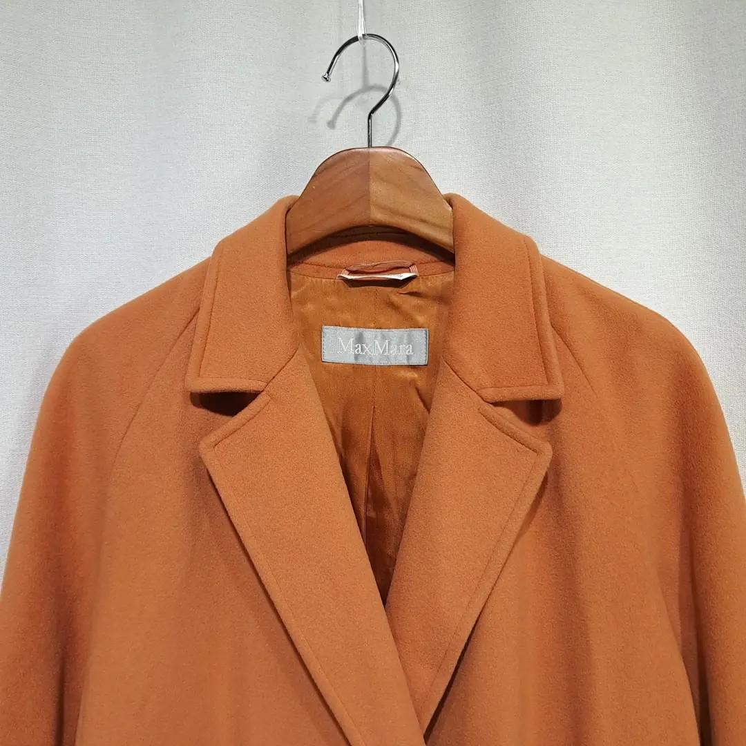 CN981 M 막스마라 00s 이태리판 울 라글란 히든버튼 오렌지 코트 4