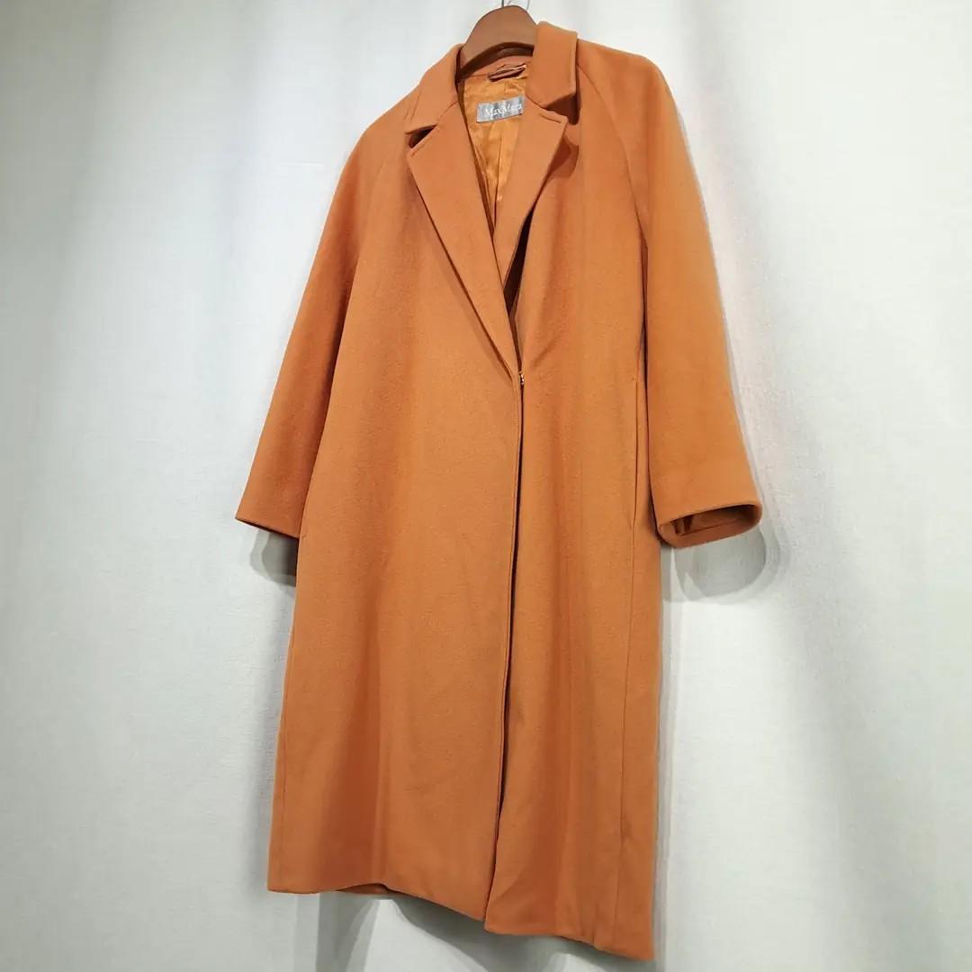 CN981 M 막스마라 00s 이태리판 울 라글란 히든버튼 오렌지 코트 9