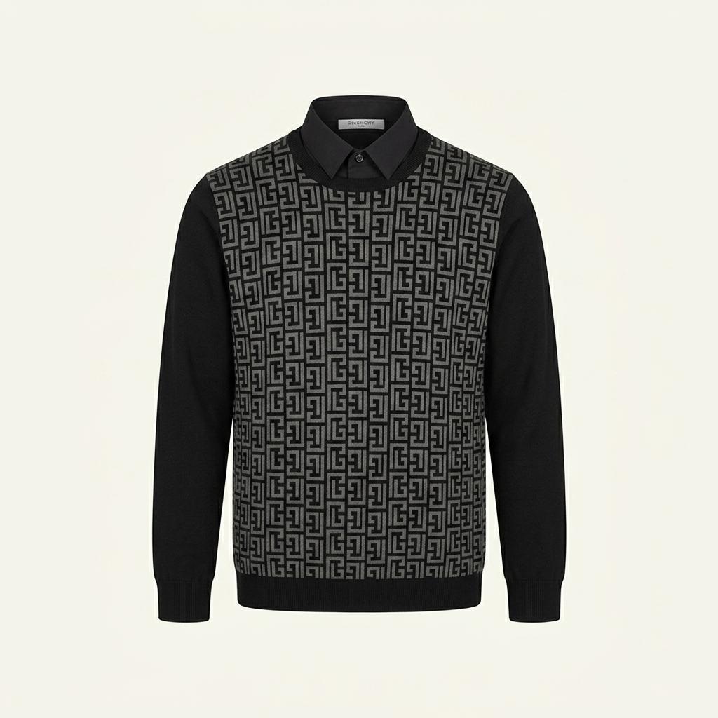지방시 GIVENCHY 모노그램 셔츠 레이어드 니트 S 1