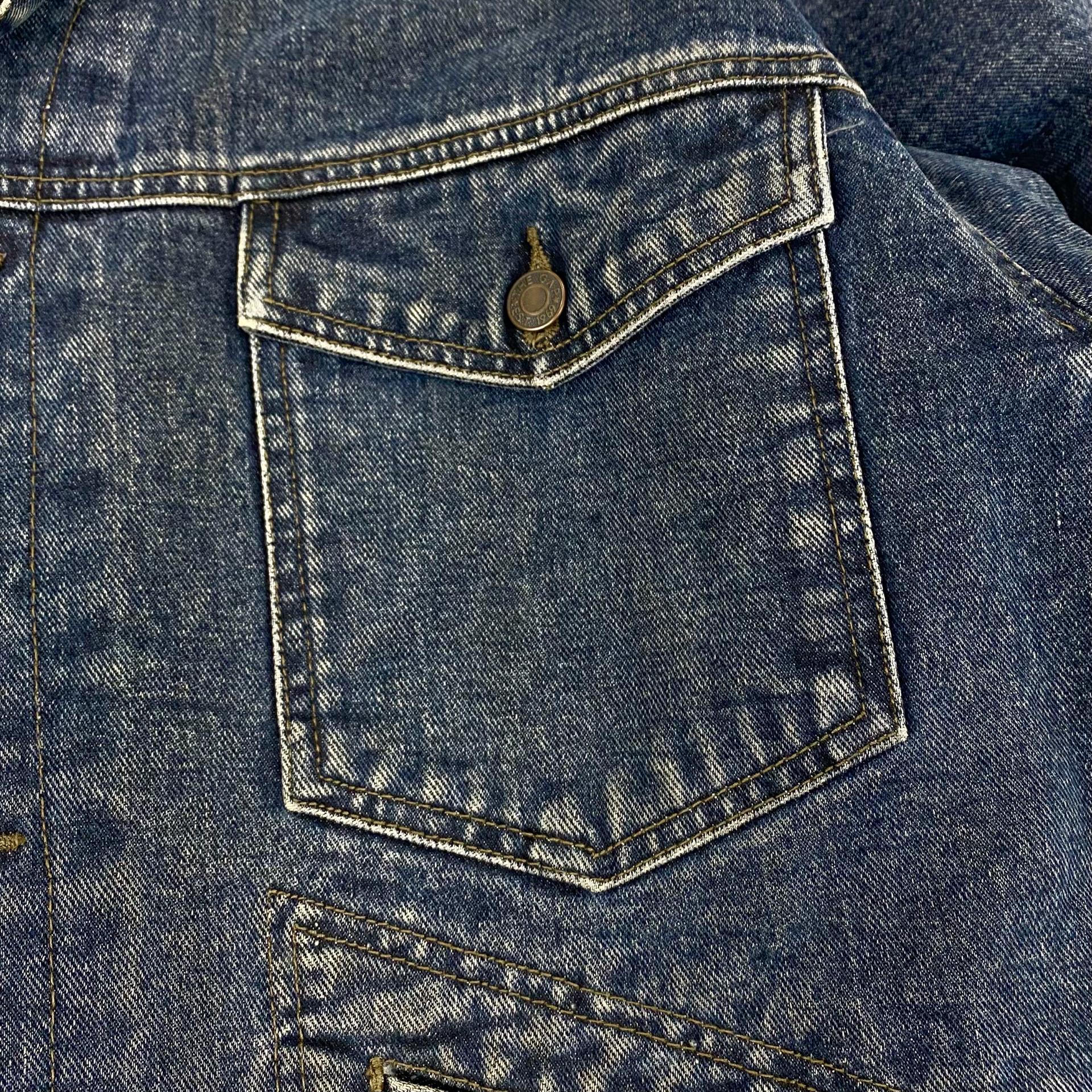 90s 갭 빈티지 레더 카라 포켓 데님 트러커 자켓 (105) 5