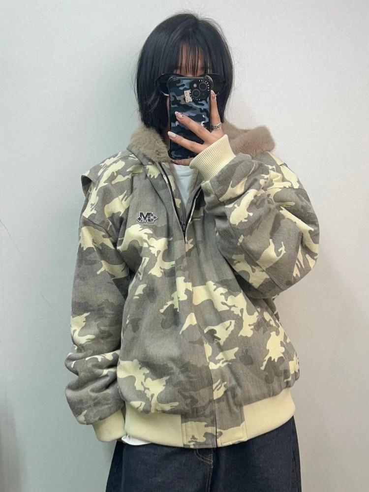 라지 미사용 MEDM 카모 다운 퍼 후드 자켓 카키 2