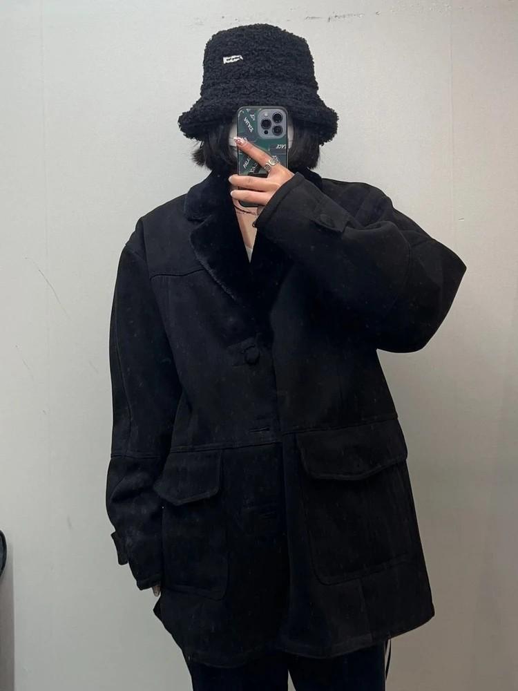 105 남성용 와일드 퍼 블랙 스웨이드 무스탕 자켓 2