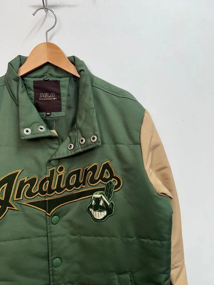 100 MLB 엠엘비 클리블랜드 인디언스 빈티지 패딩 야구 점퍼 카키 6