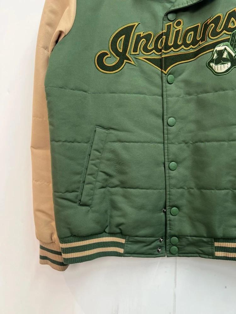 100 MLB 엠엘비 클리블랜드 인디언스 빈티지 패딩 야구 점퍼 카키 5
