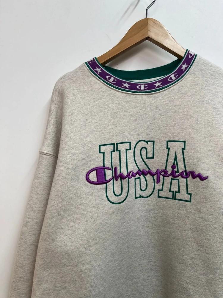 미디움 챔피온 USA 자카드 립 크루넥 스웨트셔츠 6