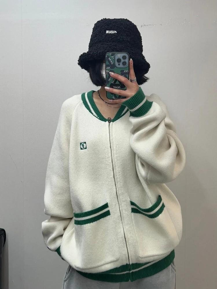 XL 디스커스 애슬레틱 울 블렌드 로고 카디건 가디건 아이보리 2