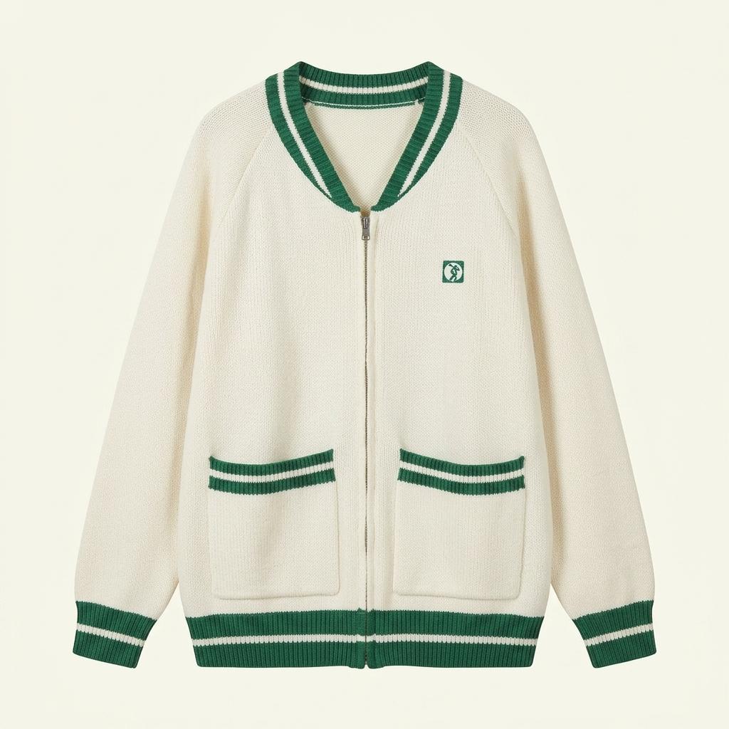 XL 디스커스 애슬레틱 울 블렌드 로고 카디건 가디건 아이보리 1