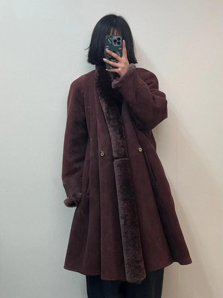 66 UVA 오버핏 올드스쿨 여자 양 모피 자켓 2