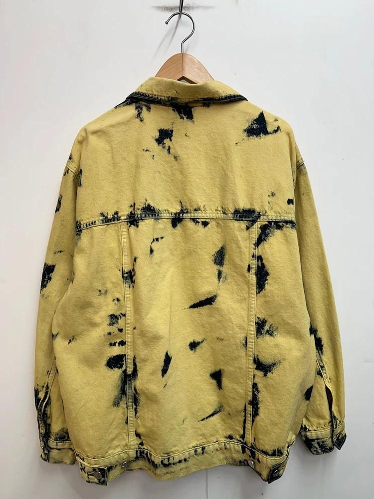 미사용 비아비아 타이 다이 데님 재킷 로우 와이드 팬츠 셋업 옐로우 10