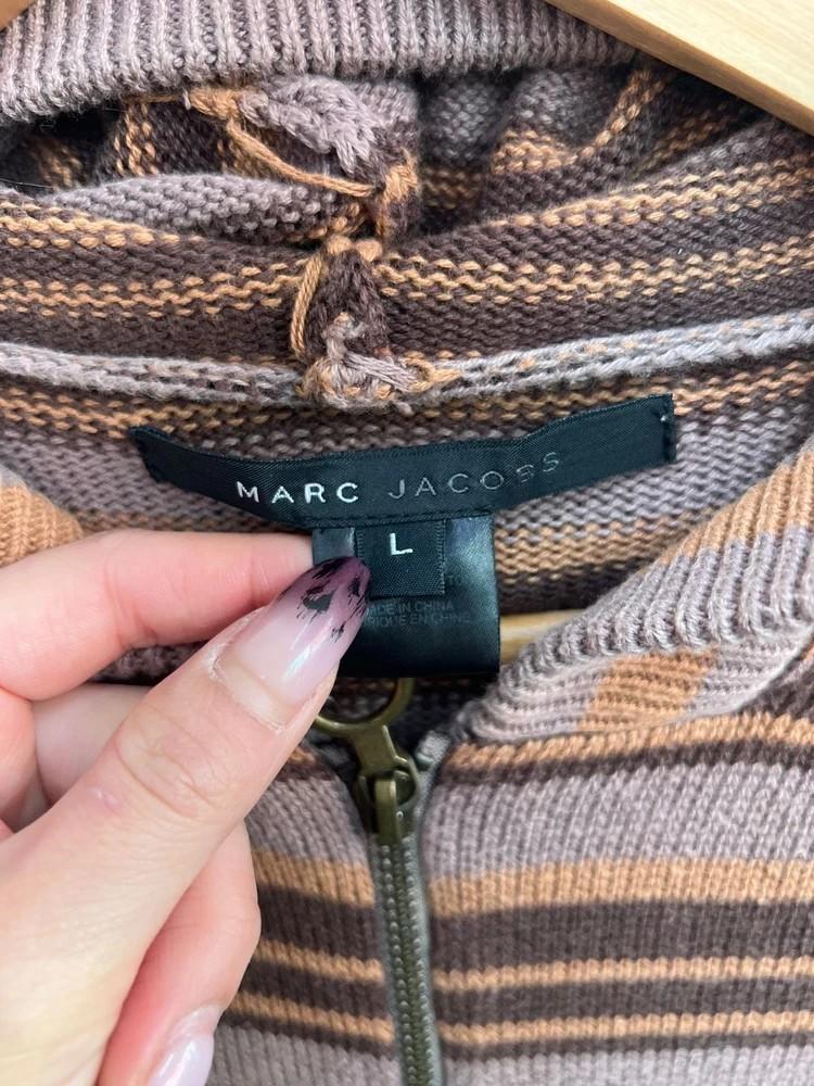 라지 Marc Jacobs 니트 스트라이프 후디 집업 자켓 브라운 8