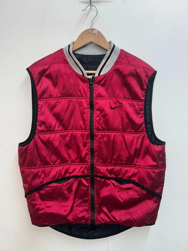 미디움 나이키 90s 빈티지 유광 나일론 경량 패딩 조끼 버건디 4
