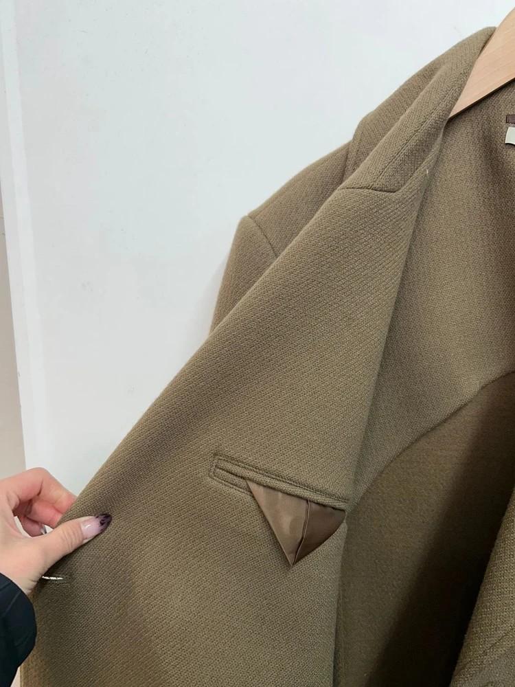 미사용 노앙 더블 브레스티드 오버핏 울 코트 베이지 8