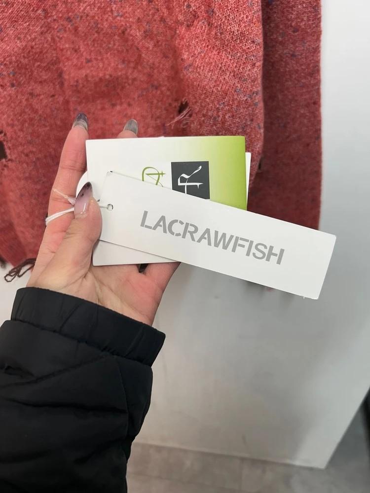 새상품 LACRAWFISH 십자가 디스트레스드 니트 멜란지 핑크 6