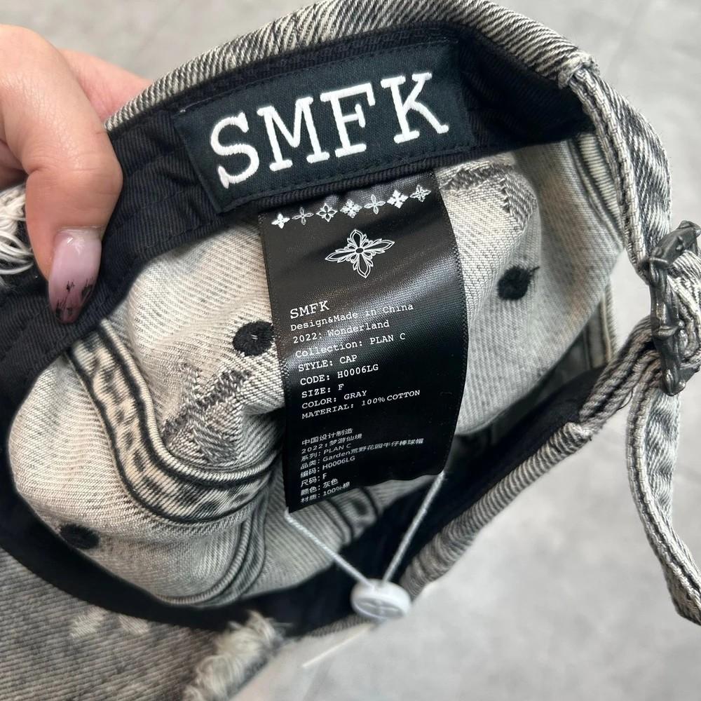 새상품 프리 SMFK 디스트레스드 데님 볼캡 그레이 9