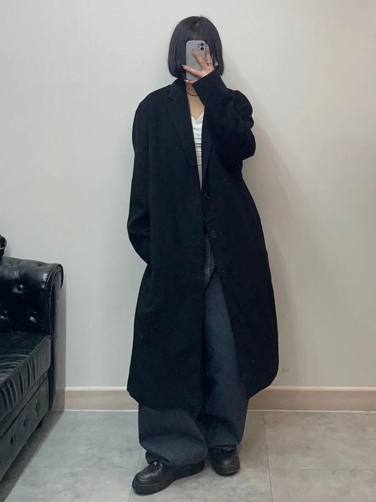 라지 인사일런스 울 캐시미어 롱 코트 자켓 블랙 2