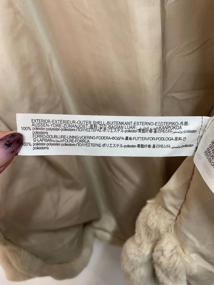 스몰 자라 크롭 베이지색 퍼 후드 집업 재킷 9