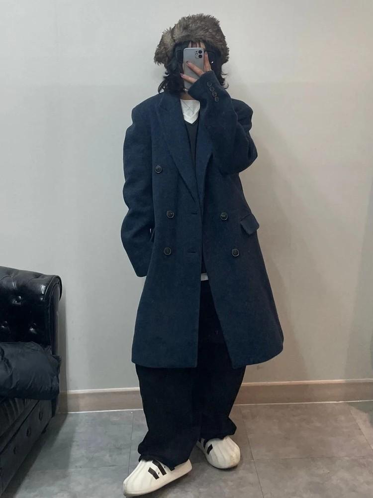 라지 앤더슨벨 개릿 롱 더블코트 오버핏 블루 2