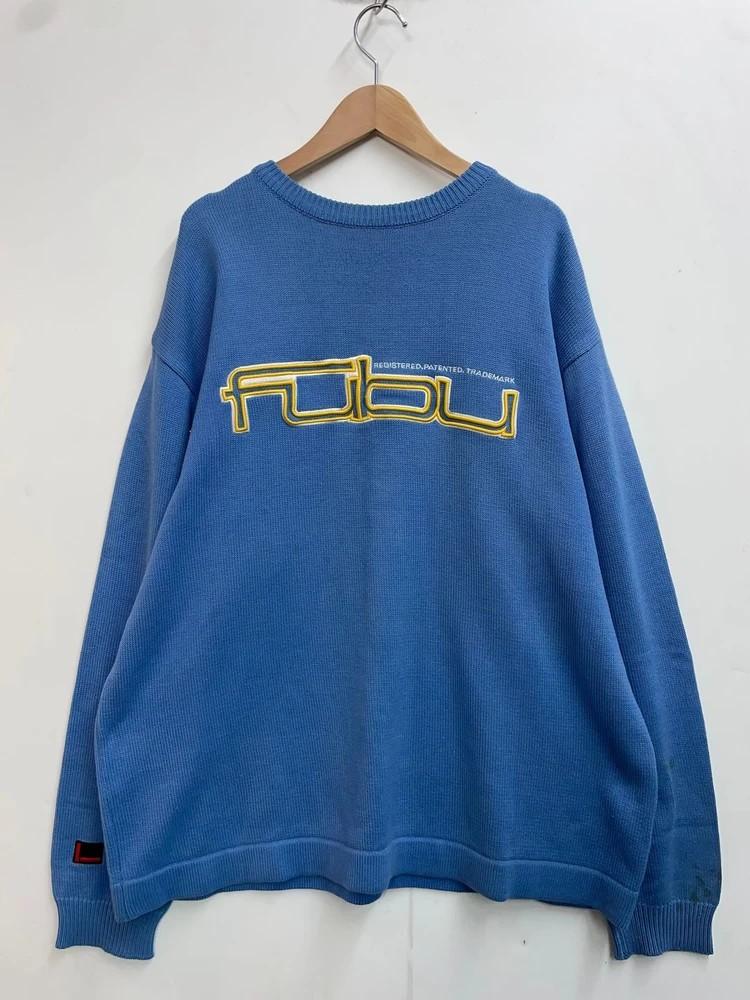 90s 올드스쿨 푸부 오버핏 로고 블루 니트 4