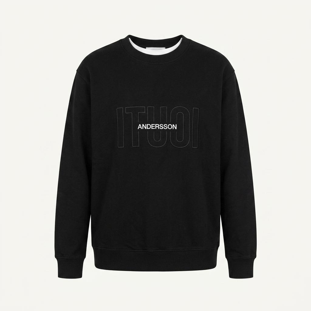 스몰 앤더슨벨 오버핏 블랙 레터링 로고 긴팔 맨투맨티셔츠 1