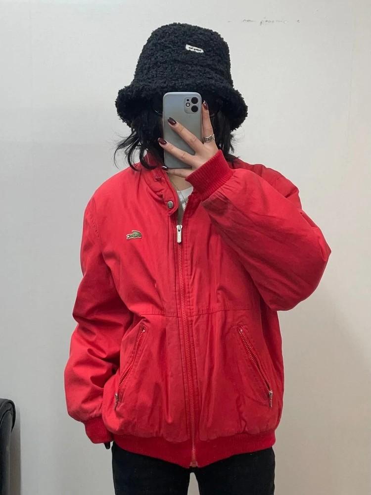 라지 라코스테 올드스쿨 블루종 자켓 레드 2
