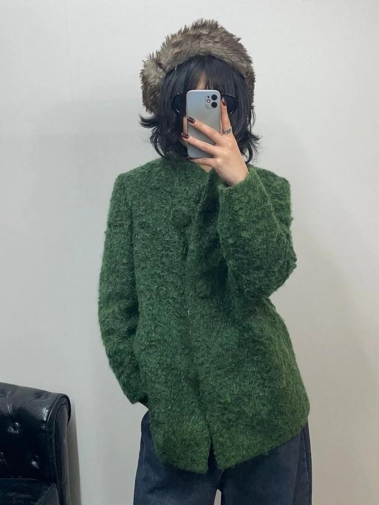 오은환 부티크 여성 모 아크릴 코트 그린 2